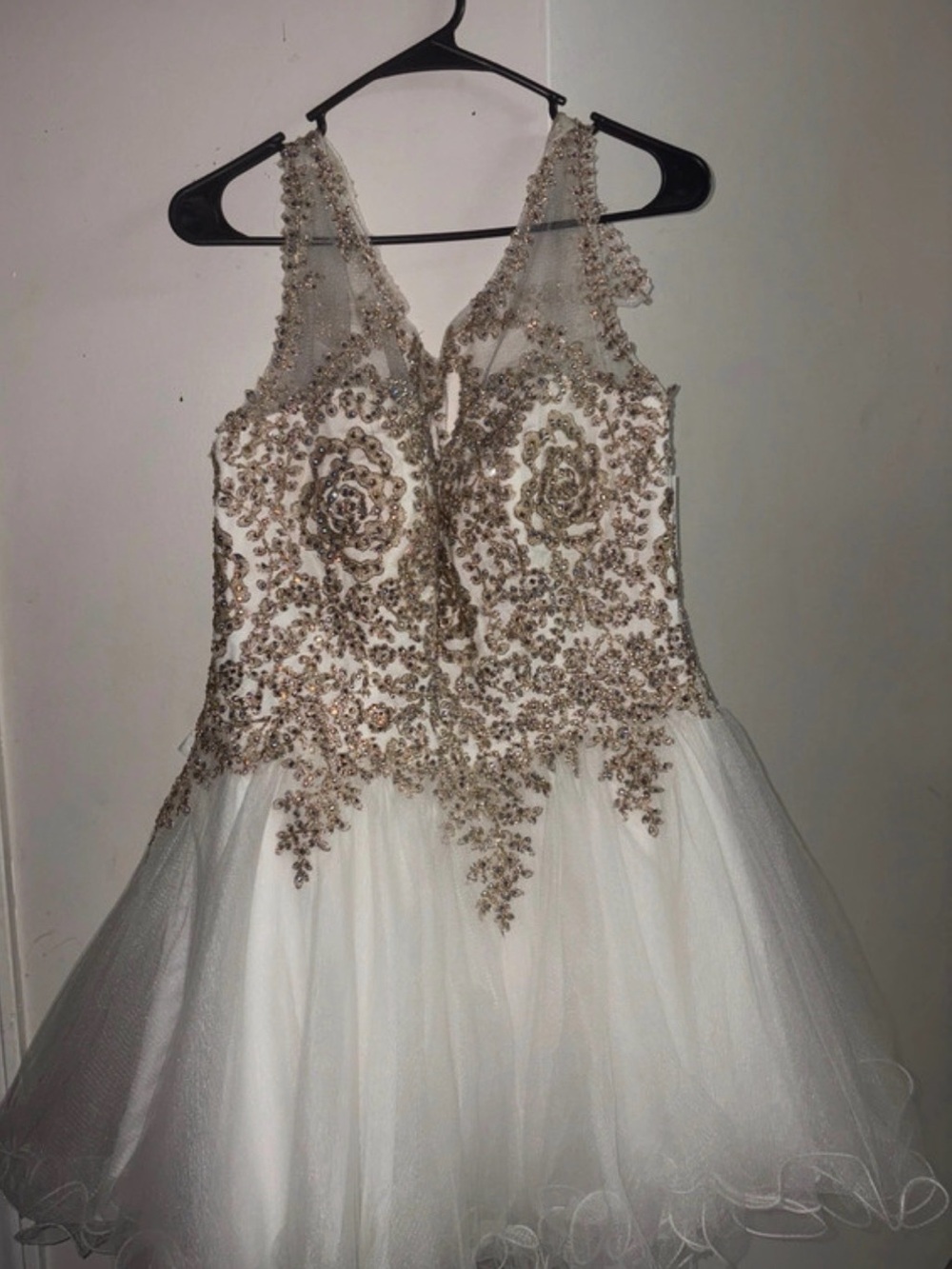 Aspeed White Dress with Gold Embellished Bodice